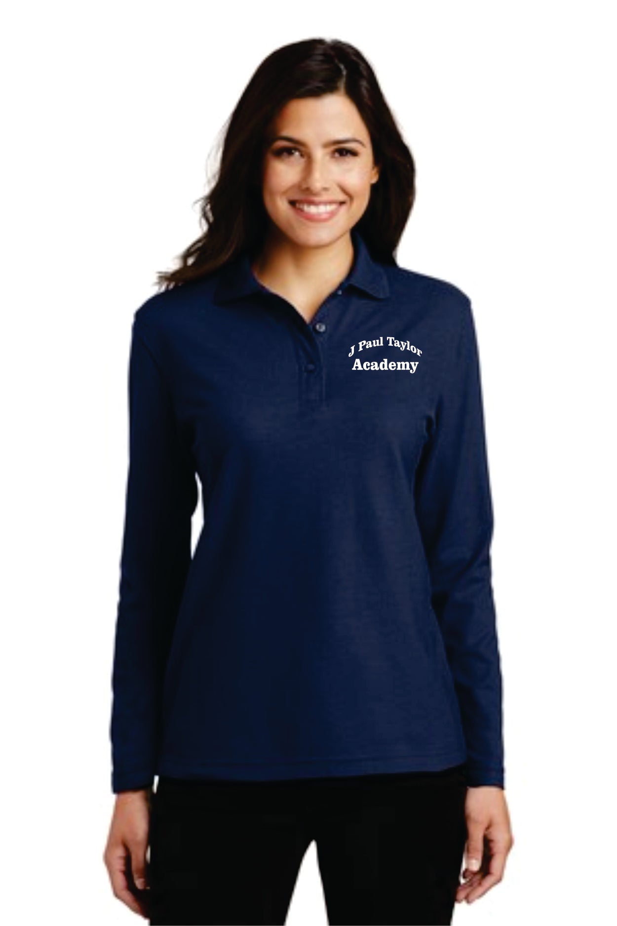 Women's long sleeve outlet navy blue polo shirts